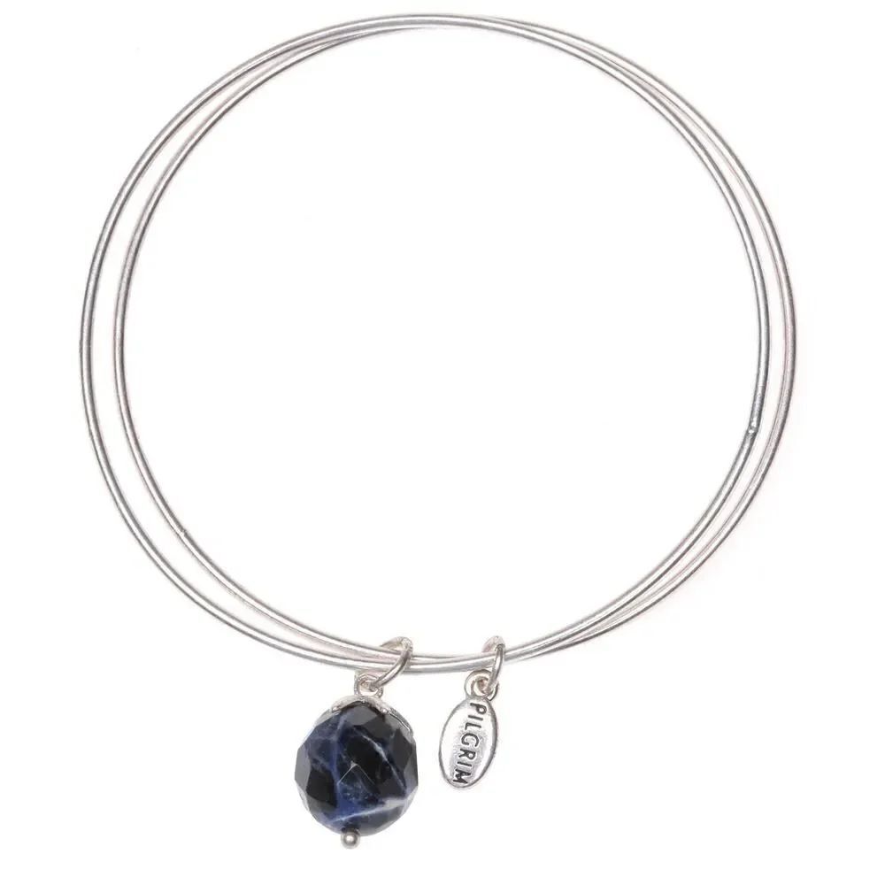 Pilgrim Skanderborg Silvertone Blue Gemstone Bracelet
